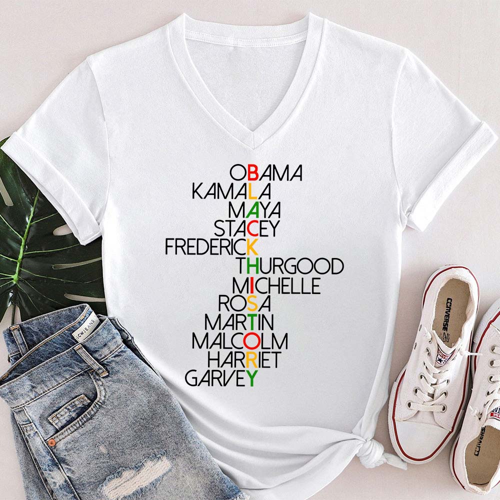 They Are Black History Teacher Female V-Neck T-Shirt