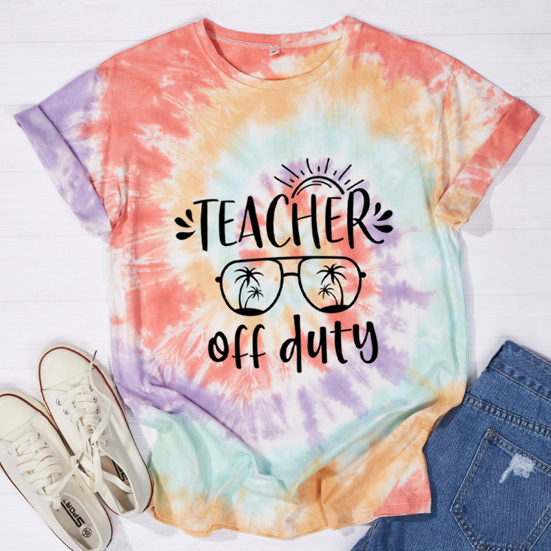 Summer Sun Teacher Off Duty Teacher Tie-dye T-Shirt
