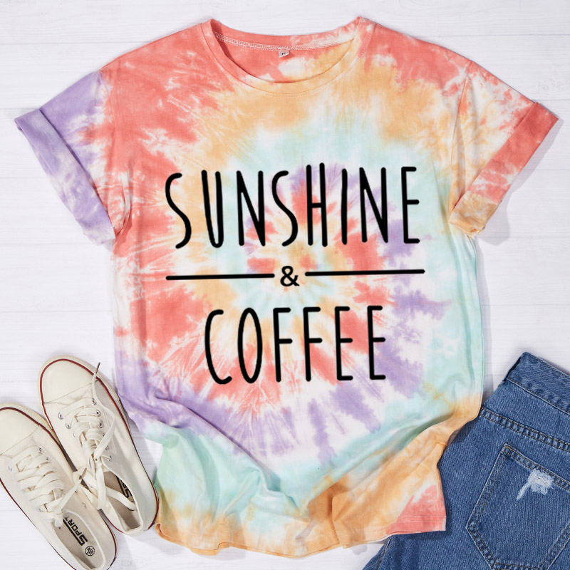 Sunshine And Coffee Teacher Tie-dye T-Shirt