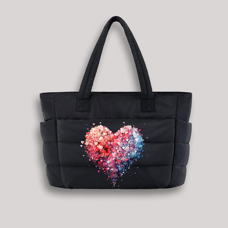 Bubble Heart Teacher Puffy Tote Bag