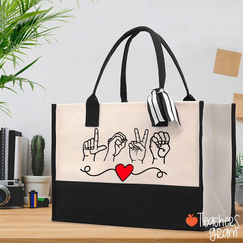 Love Sign Language Teacher Cotton Tote Bag