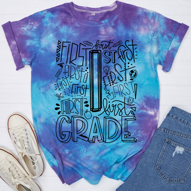 Personalized Alphabet Grade Teacher Tie-dye T-Shirt