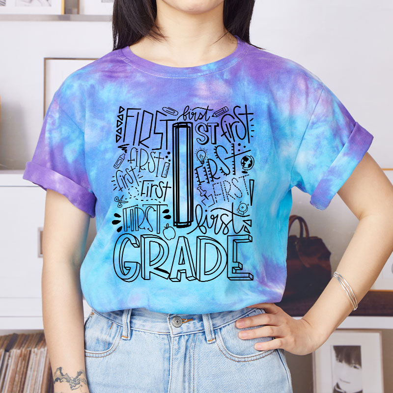 Personalized Alphabet Grade Teacher Tie-dye T-Shirt