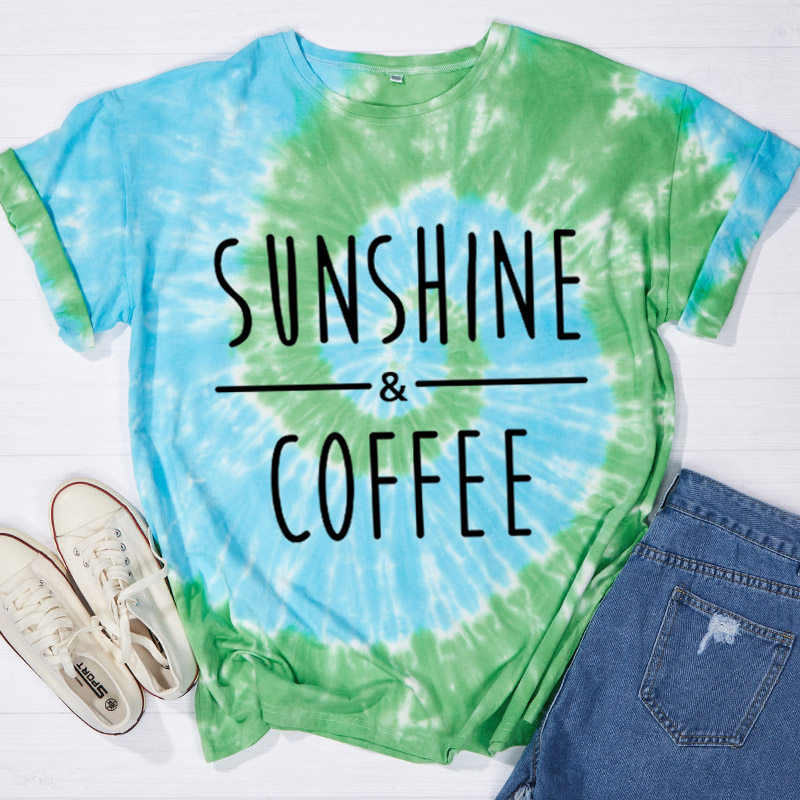 Sunshine And Coffee Teacher Tie-dye T-Shirt