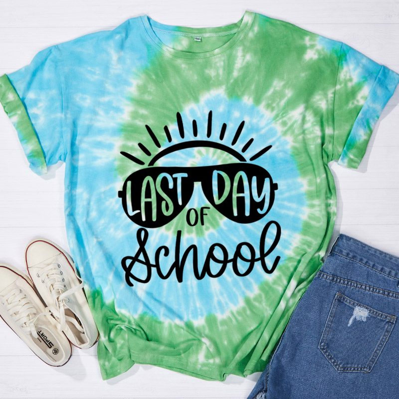 Last Day Of School Teacher Tie-dye T-Shirt