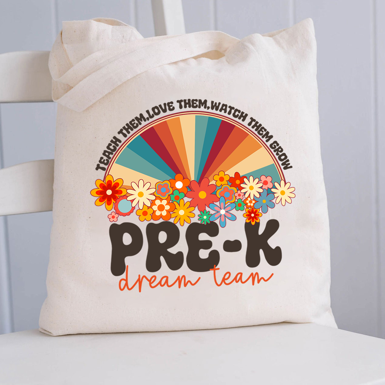 Personalized Teach Love Watch Them Grow Teacher Tote Bag