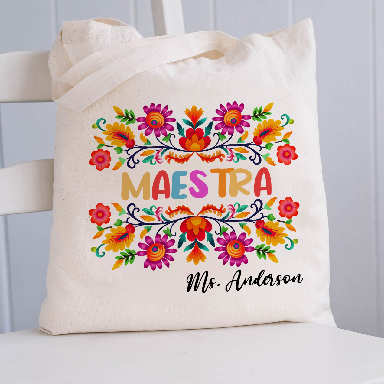 Personalized Name Maestra Teacher Tote Bag
