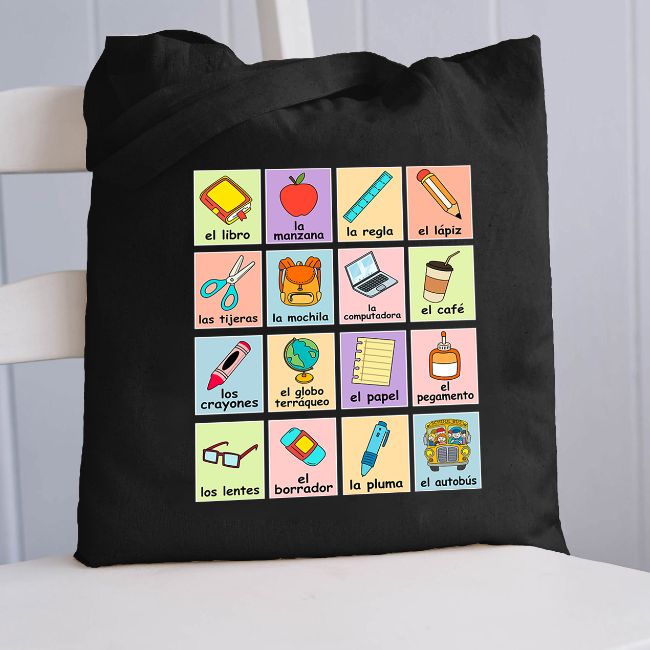 Spanish Picture Correspondence List Teacher Tote Bag