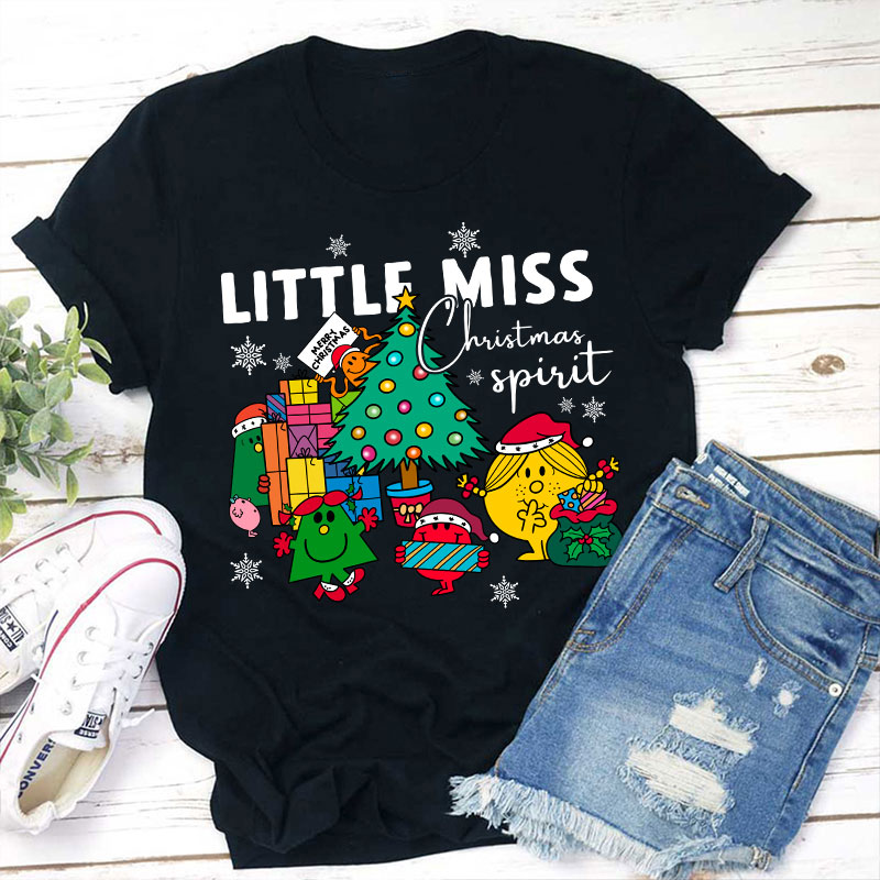 Little Miss Christmas Spirit Teacher T-Shirt