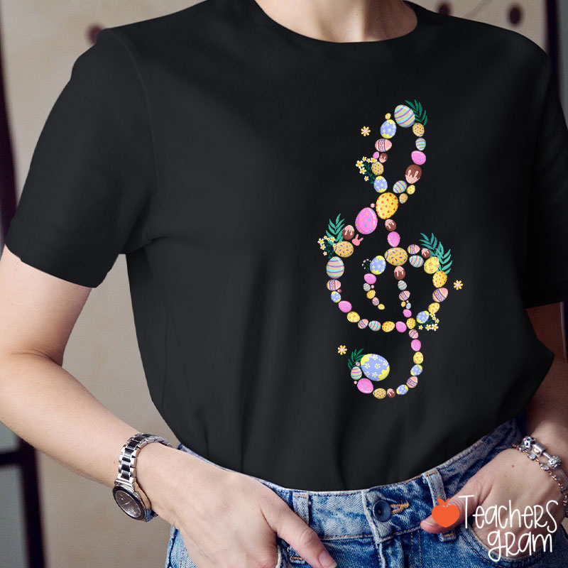 Cute Easter Egg Music Note Teacher T-Shirt