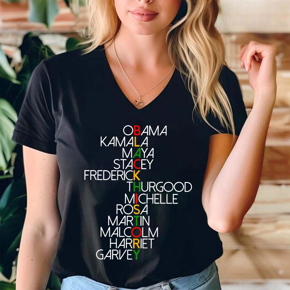 They Are Black History Teacher Female V-Neck T-Shirt