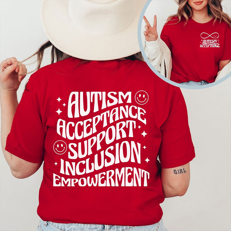 Autism Acceptance Teacher Two Sided T-Shirt