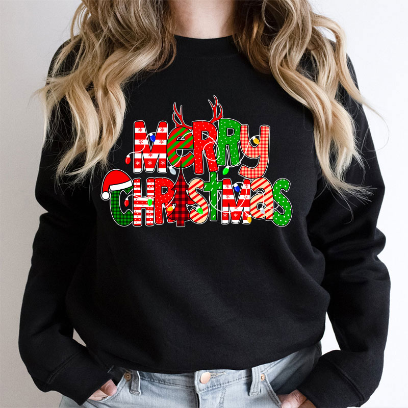 Merry Christmas With Rich Pattern Teacher Sweatshirt