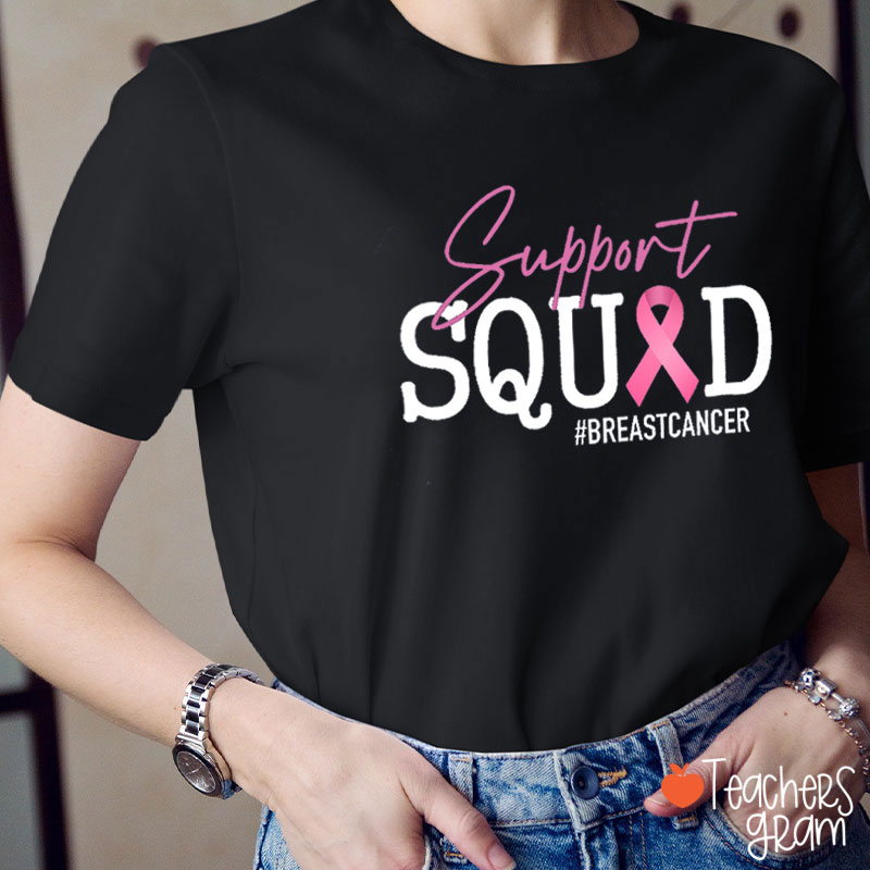 Support Squad Breast Cancer Teacher T-Shirt