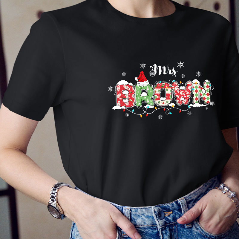 Personalized Name Ho Ho Ho Teacher T-Shirt