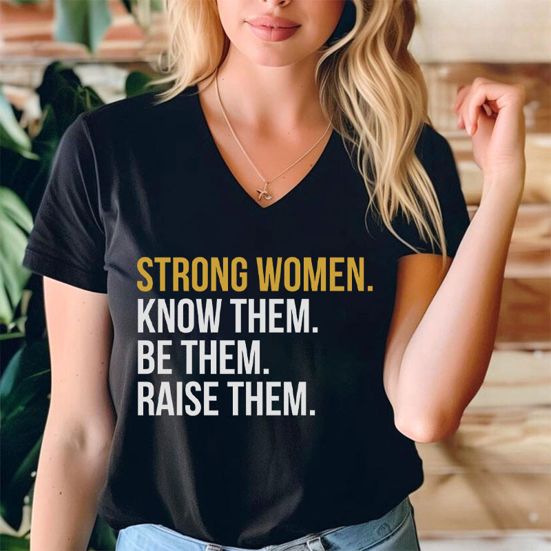Strong Women Teacher Female V-Neck T-Shirt