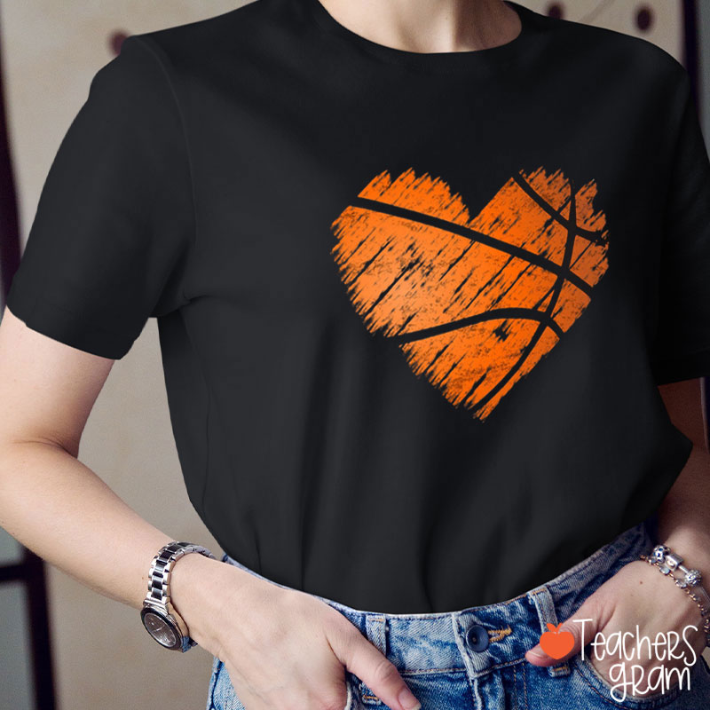 Basketball Heart Teacher T-Shirt