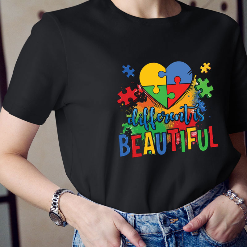 Puzzle Different Is Beautiful Teacher T-Shirt