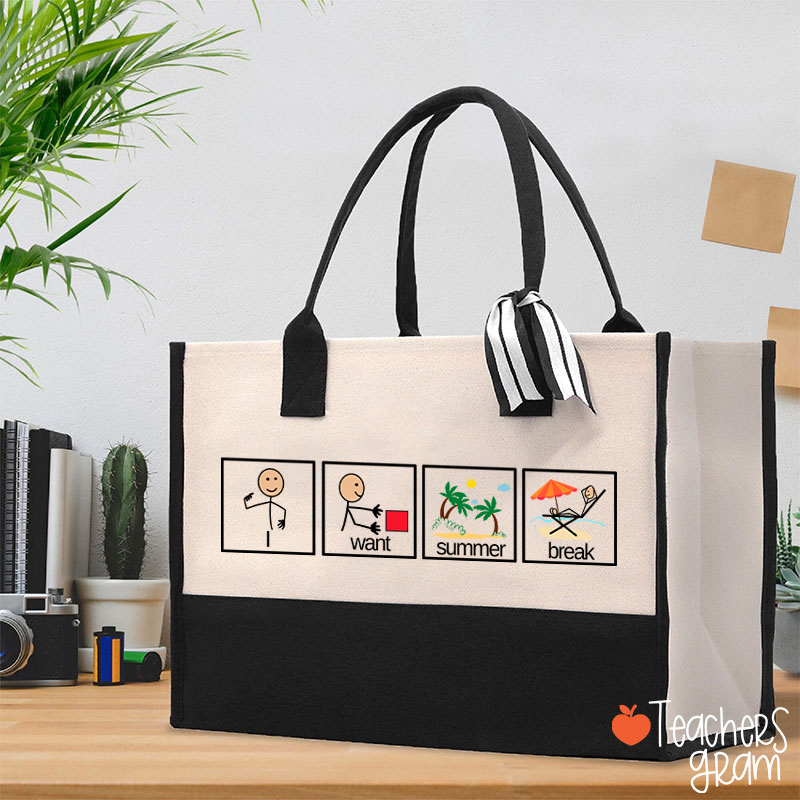 I Want Summer Break Teacher Cotton Tote Bag