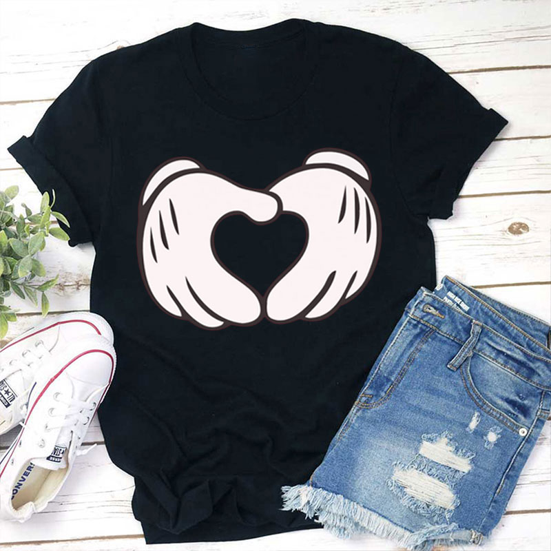 Cartoon Hands Heart Teacher T-Shirt