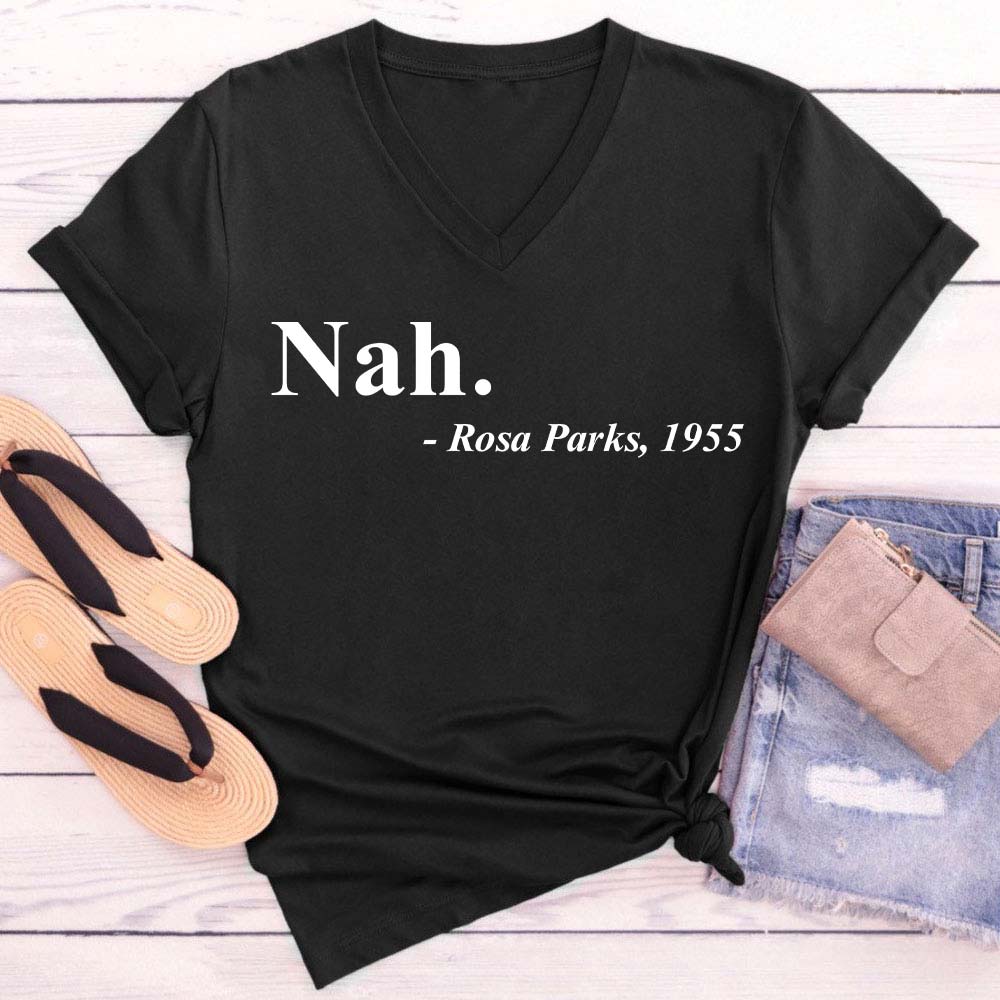 Nah Black History Teacher Female V-Neck T-Shirt