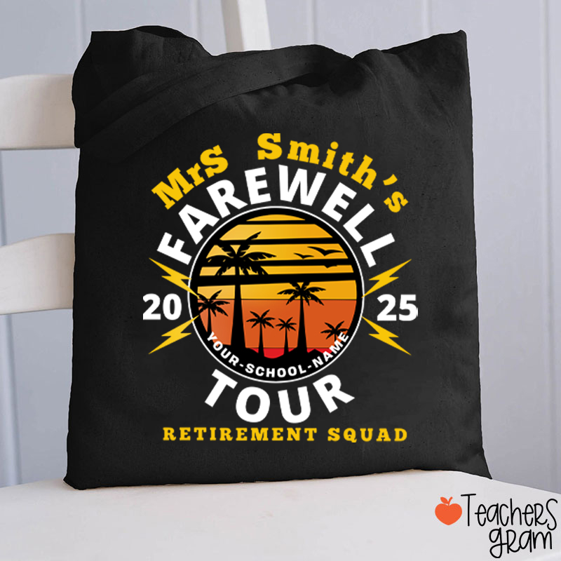 Personalized Teacher's Farewell Tour Retirement Squad Teacher Tote Bag