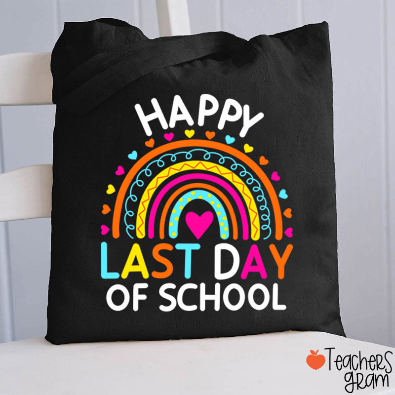 Happy Last Day Of School Heart Rainbow Teacher Tote Bag