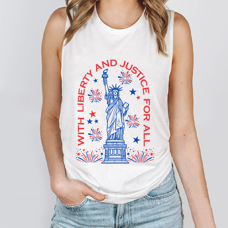 With Liberty And Justice For All Teacher Tank Top