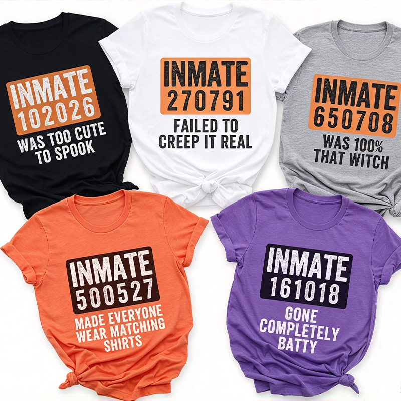 Personalized Spooky Inmate Mugshot Graphics Teacher T-Shirt