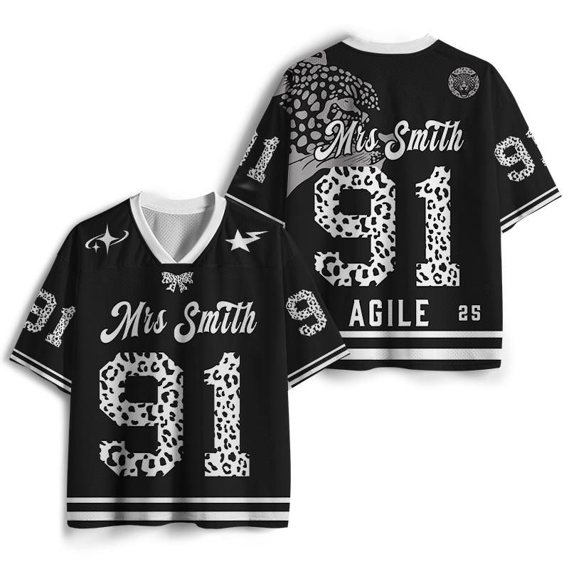 Personalized School Name Leopard Agile Teacher Mesh Jersey