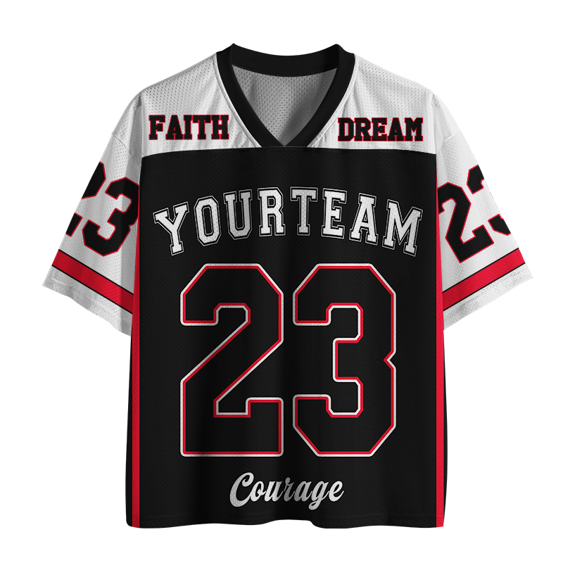 Personalized Name And Number Black And White Splicing Teacher Mesh Jersey