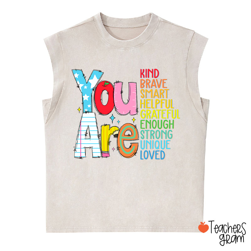 Be Who You Are You Are Enough Teacher Washed Tank Top