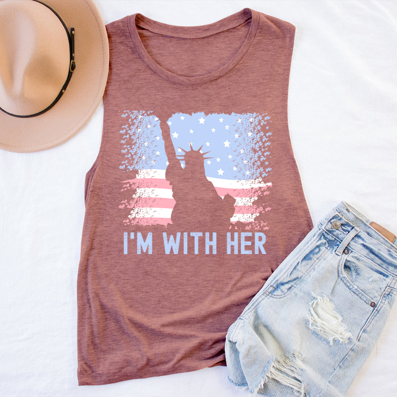 America Flag I'm With Her Teacher Tank Top