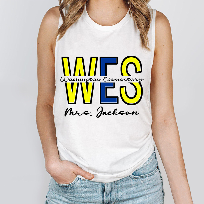 Personalized School Name Abbreviation School Color Teacher Tank Top