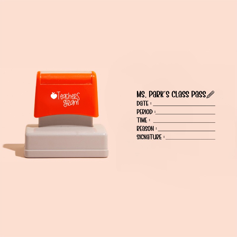 Personalized Name Class Pass Teacher Large Rectangle Stamp