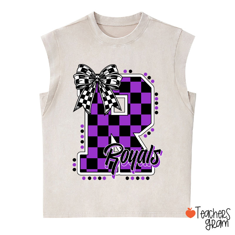 Personalized Mascot Checkered Print Teacher Washed Tank Top