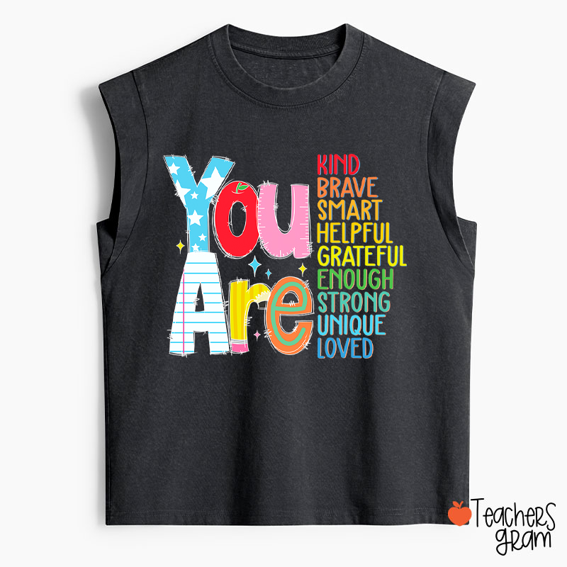 Be Who You Are You Are Enough Teacher Washed Tank Top