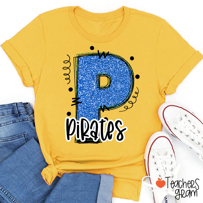Personalized Mascot Glitter School Spirit Game Day Teacher T-Shirt