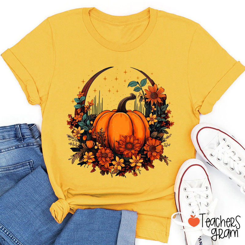 Fall Vibes Pumpkin Teacher T-Shirt