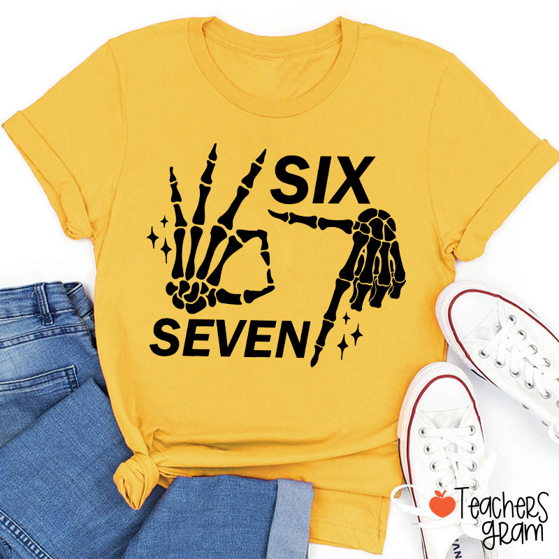 67 Halloween Skeleton Hands Teacher T-Shirt