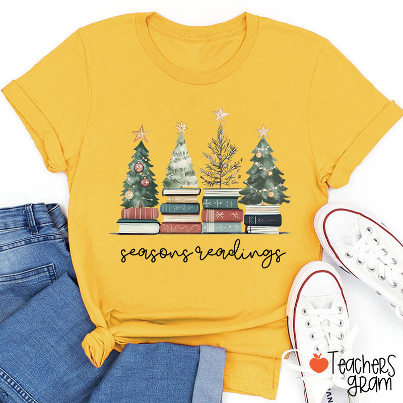 Bookish Christmas Seasons Readings Teacher T-Shirt