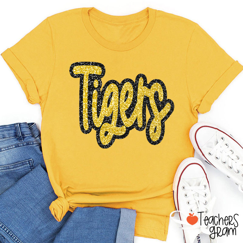 Personalized Mascot Glitter Cheer For Them Teacher T-Shirt