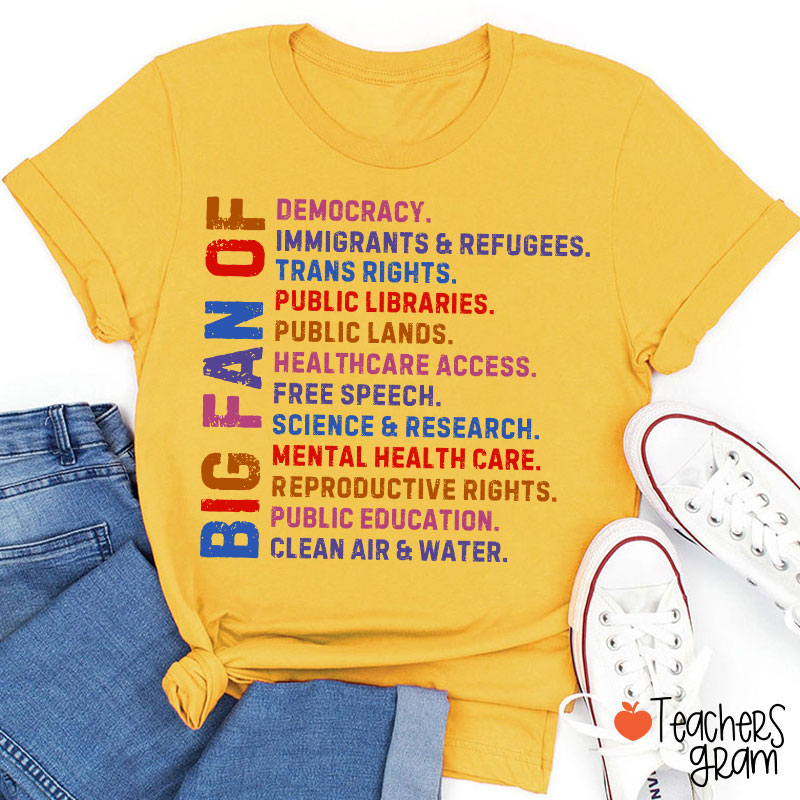 Big Fan Of Human Rights Democracy Teacher T-Shirt