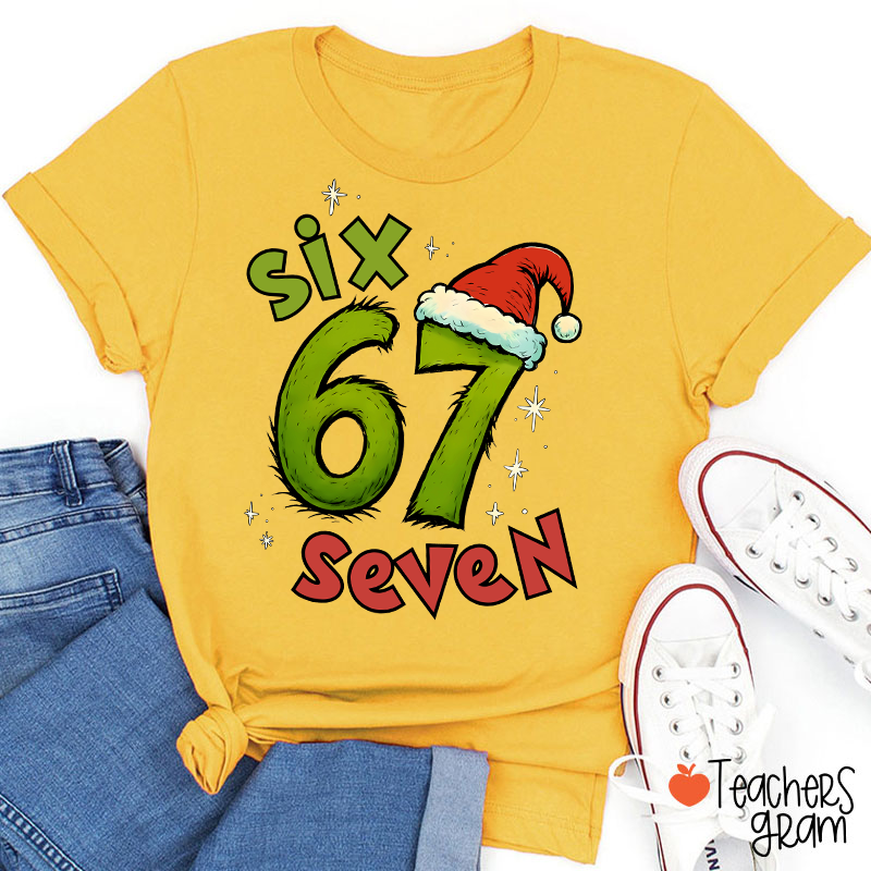 Six Seven Trending Christmas Teacher T-Shirt