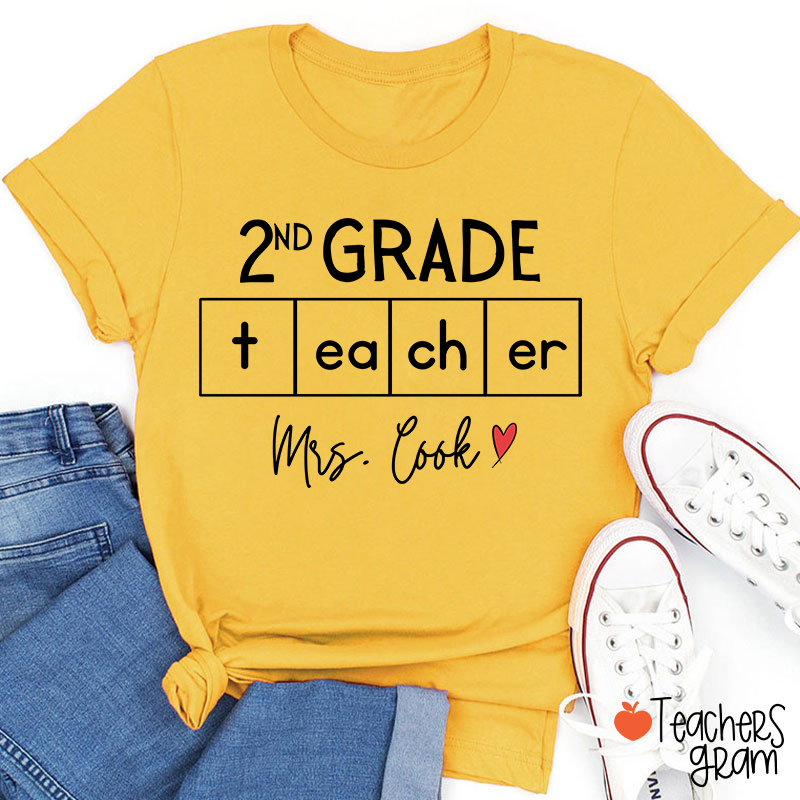 Personalized Love Teacher Name And Grade Teacher T-Shirt