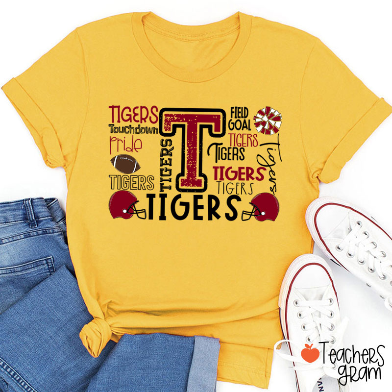 Personalized Mascot Football Pride Defense Field Goal Teacher T-Shirt