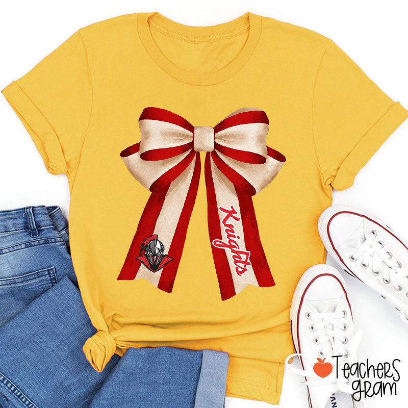 Personalized Mascot Coquette Bow Teacher T-Shirt