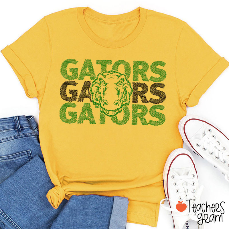 Personalized Mascot School Spirit Sketch Brushstrokes Teacher T-Shirt