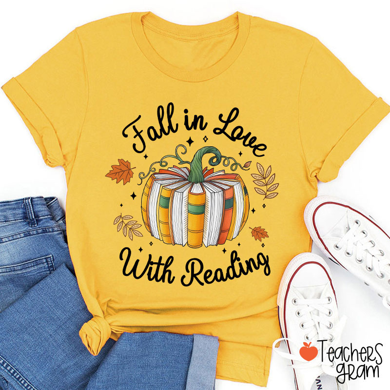 Fall In Love With Reading Autumn Teacher T-Shirt