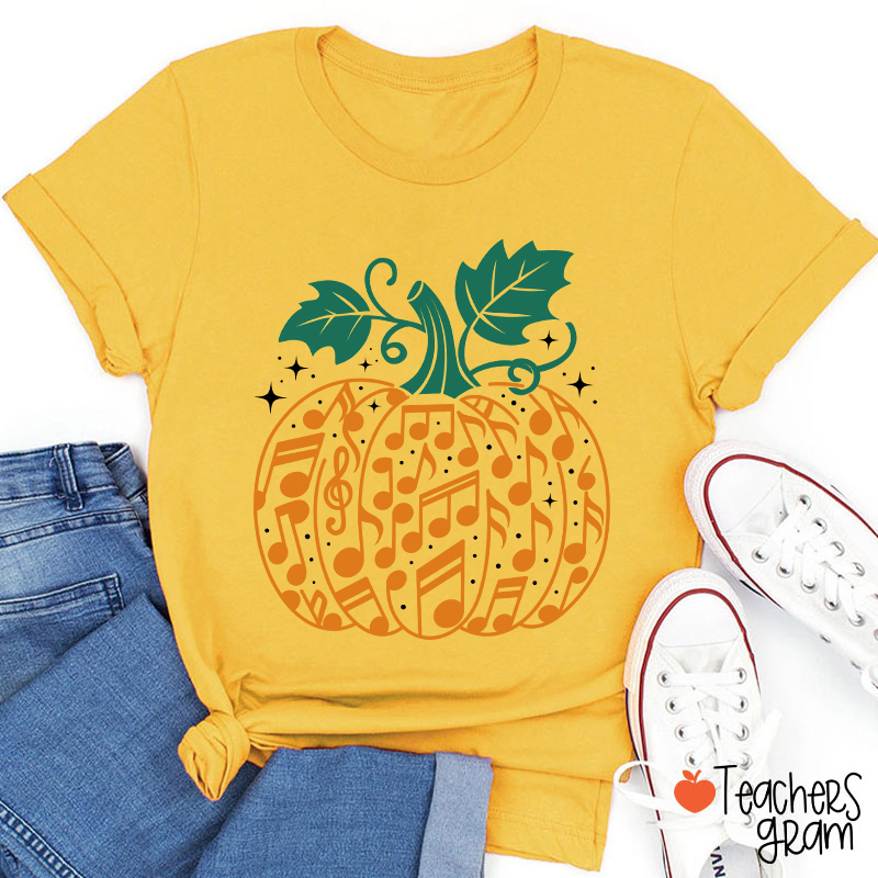 Music Note Pumpkin Teacher T-Shirt